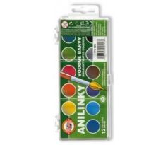 Barvy vodové anilinky 12 odstínů - 22,0 mm brilantní barvy