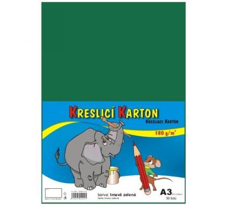 Karton kreslicí barevný A3 180g / 50l tmavě zelený