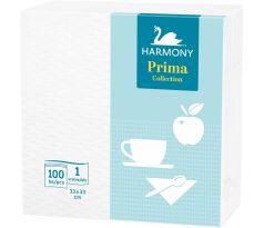 Ubrousky Harmony Prima 33 x 33 cm bílé /100 ks